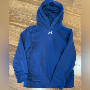 Under Armour Navy Blue Pullover Hoodie with Logo-Boys Youth Medium